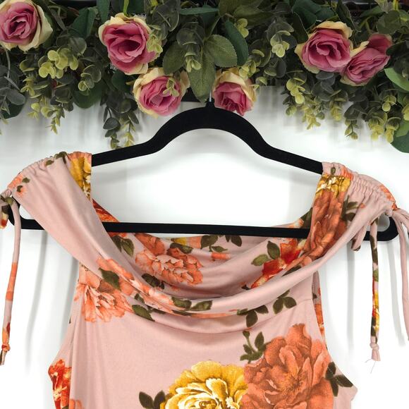 Bump Biddy Floral Off the Shoulder Maternity Dress Size Medium - Picture 3 of 12
